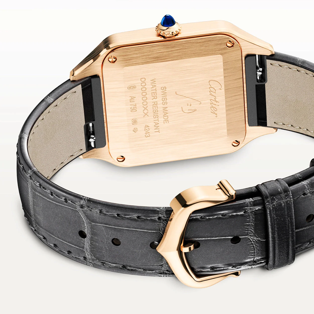 Santos-Dumont Small 18ct Rose Gold Strap Watch - Image 5