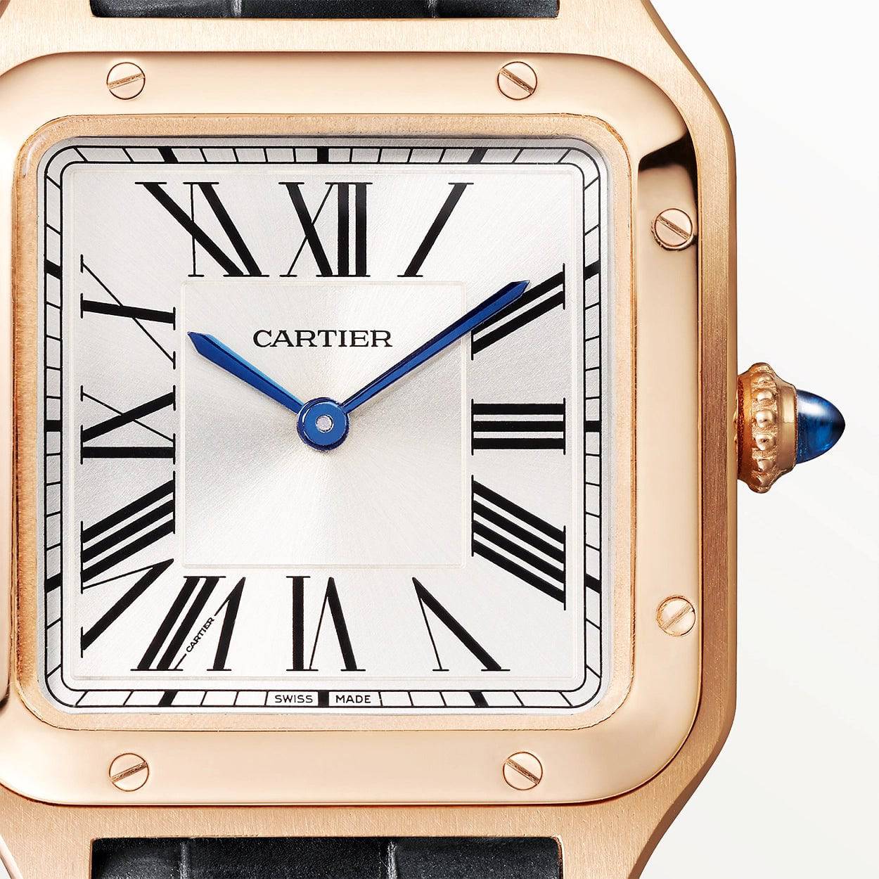 Santos-Dumont Small 18ct Rose Gold Strap Watch - Image 6