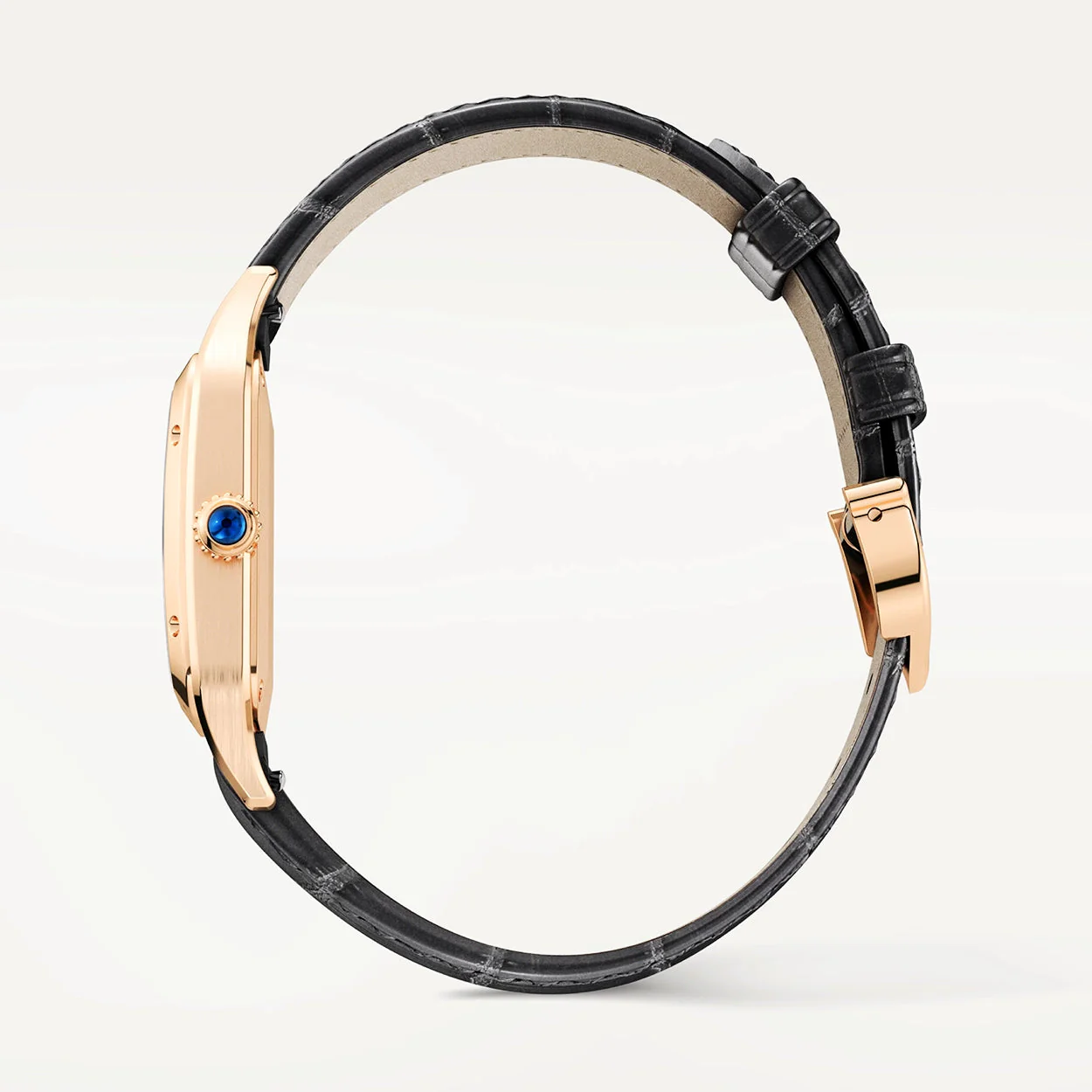 Santos-Dumont Small 18ct Rose Gold Strap Watch - Image 7