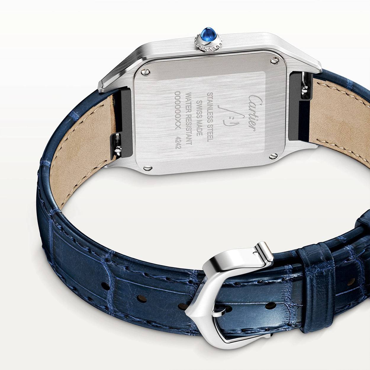 Santos-Dumont Small Steel Leather Strap Watch - Image 5