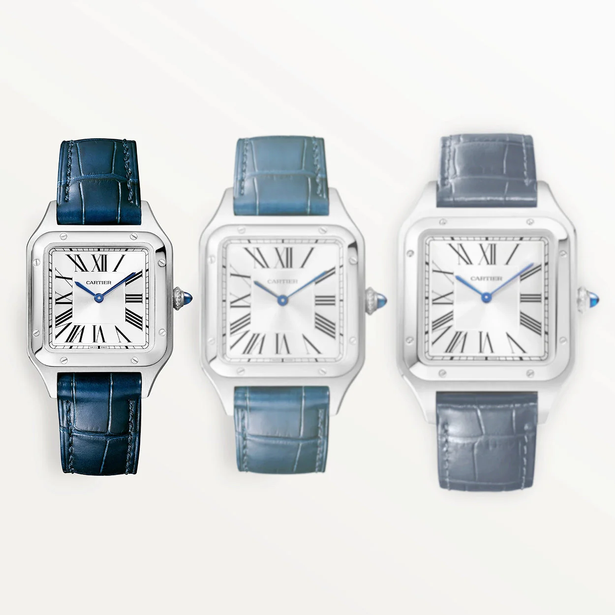 Santos-Dumont Small Steel Leather Strap Watch - Image 7