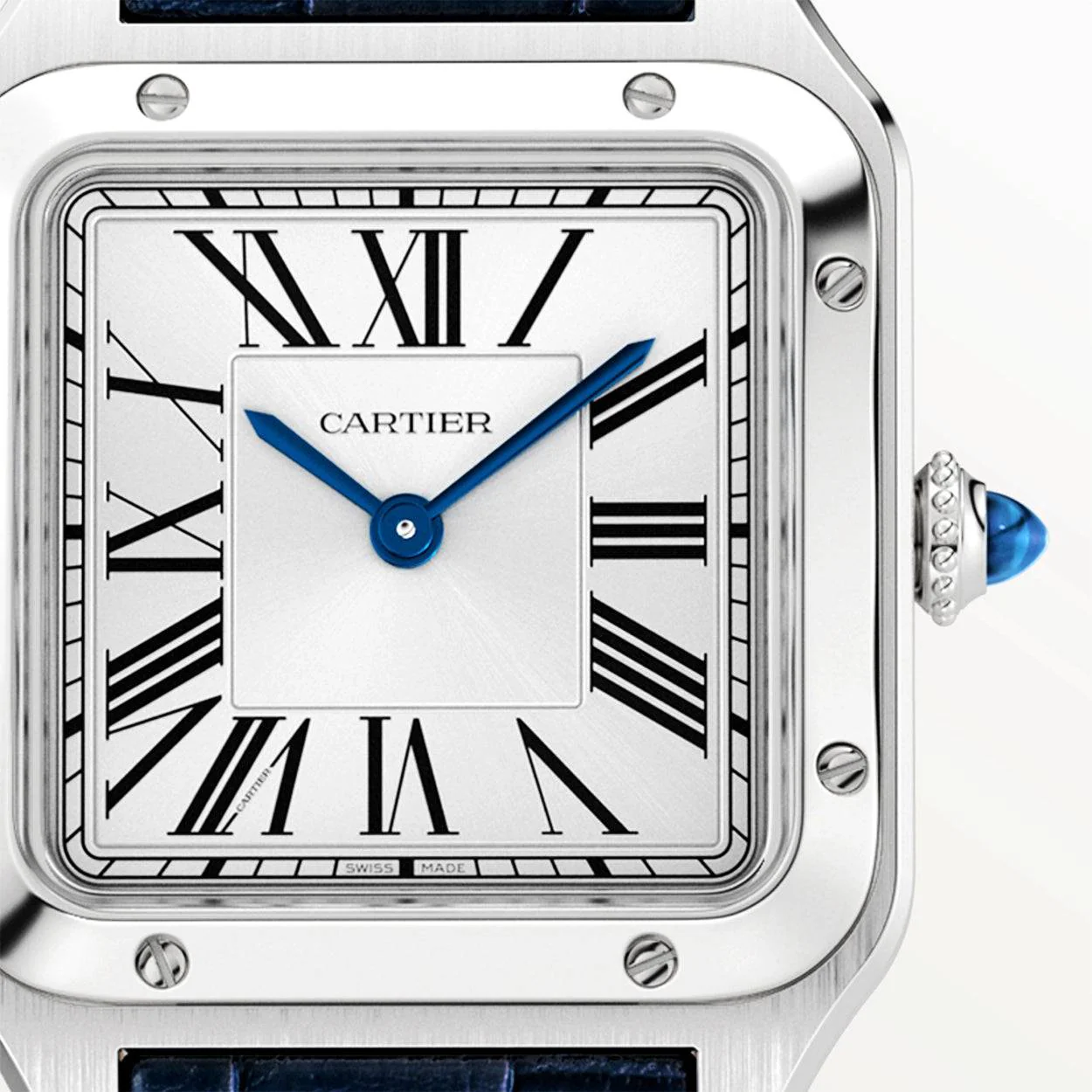 Santos-Dumont Small Steel Leather Strap Watch - Image 8