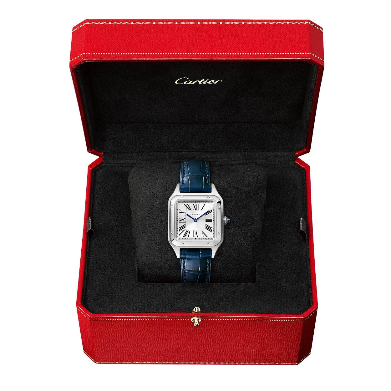Santos-Dumont Small Steel Leather Strap Watch - Image 9