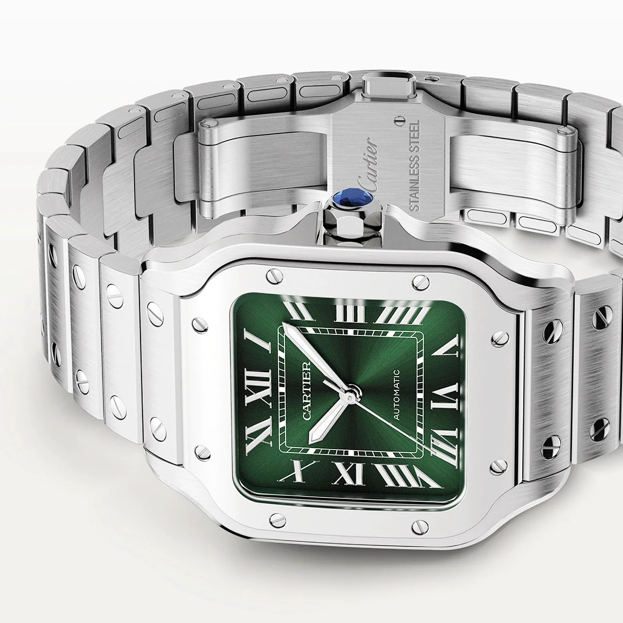 Santos de Cartier Medium Smoky Green Dial Automatic Bracelet/Strap Watch - Image 4
