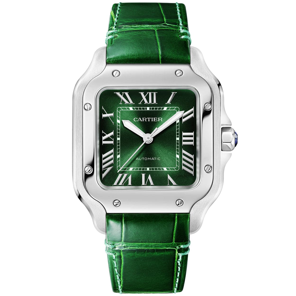 Santos de Cartier Medium Smoky Green Dial Automatic Bracelet/Strap Watch - Image 6