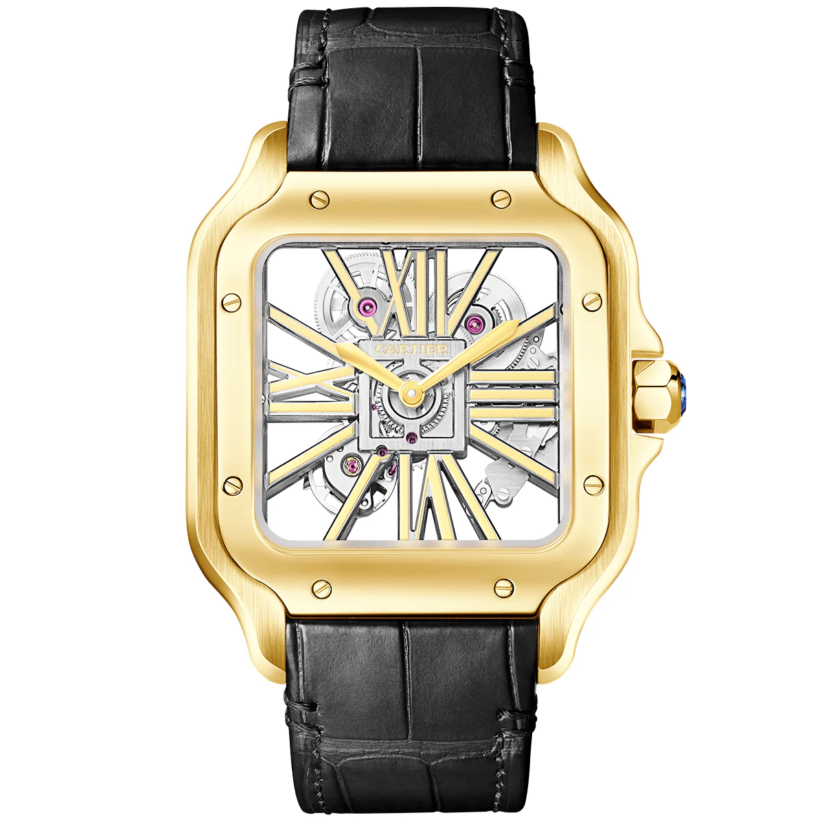 Santos de Cartier Large 18ct Yellow Gold Men's Skeleton Dial Watch - Image 3