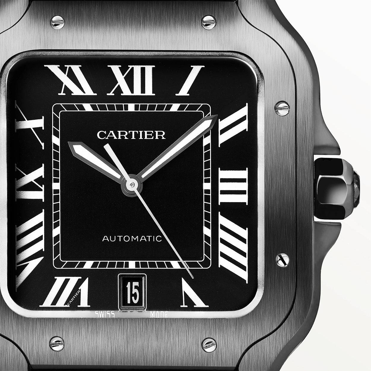 Santos de Cartier Large ADLC Black Dial & Strap Men's Automatic Watch - Image 3