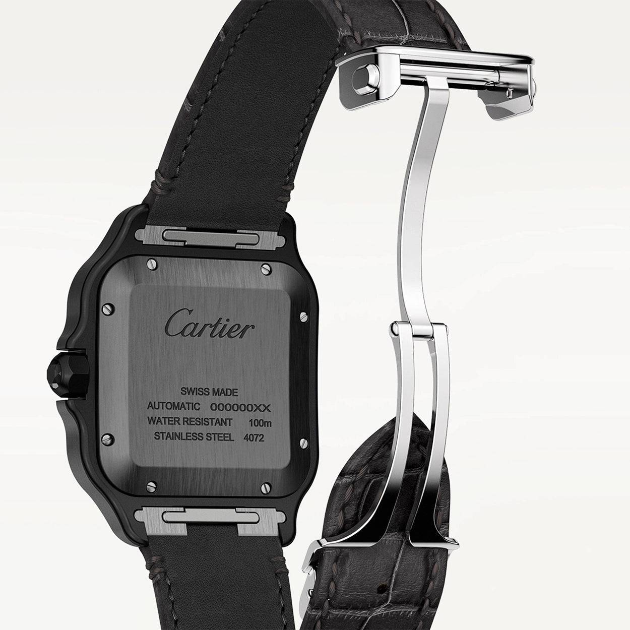 Santos de Cartier Large ADLC Black Dial & Strap Men's Automatic Watch - Image 5