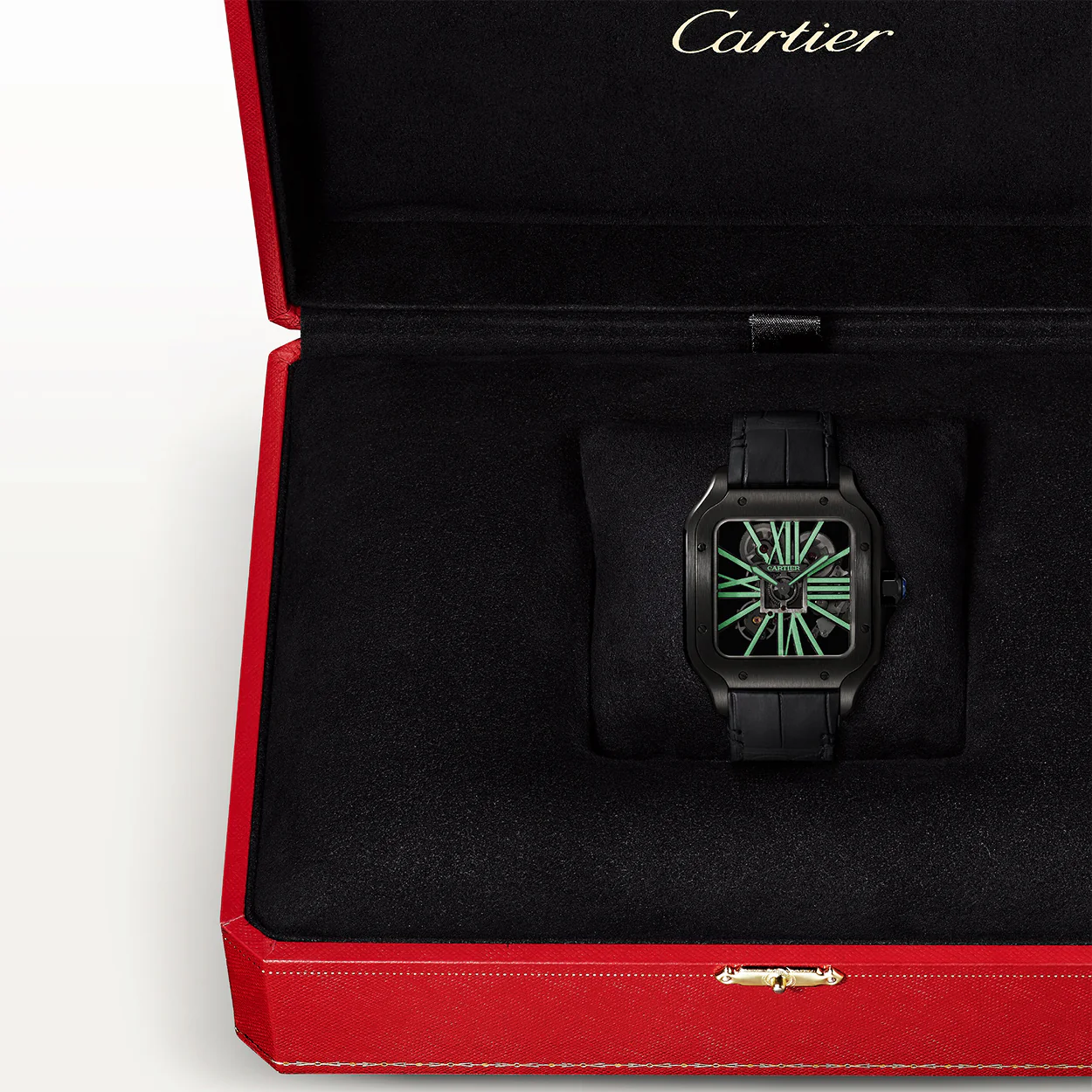 Santos de Cartier Large Black ADLC Skeleton Dial Manual-Wind Watch - Image 5