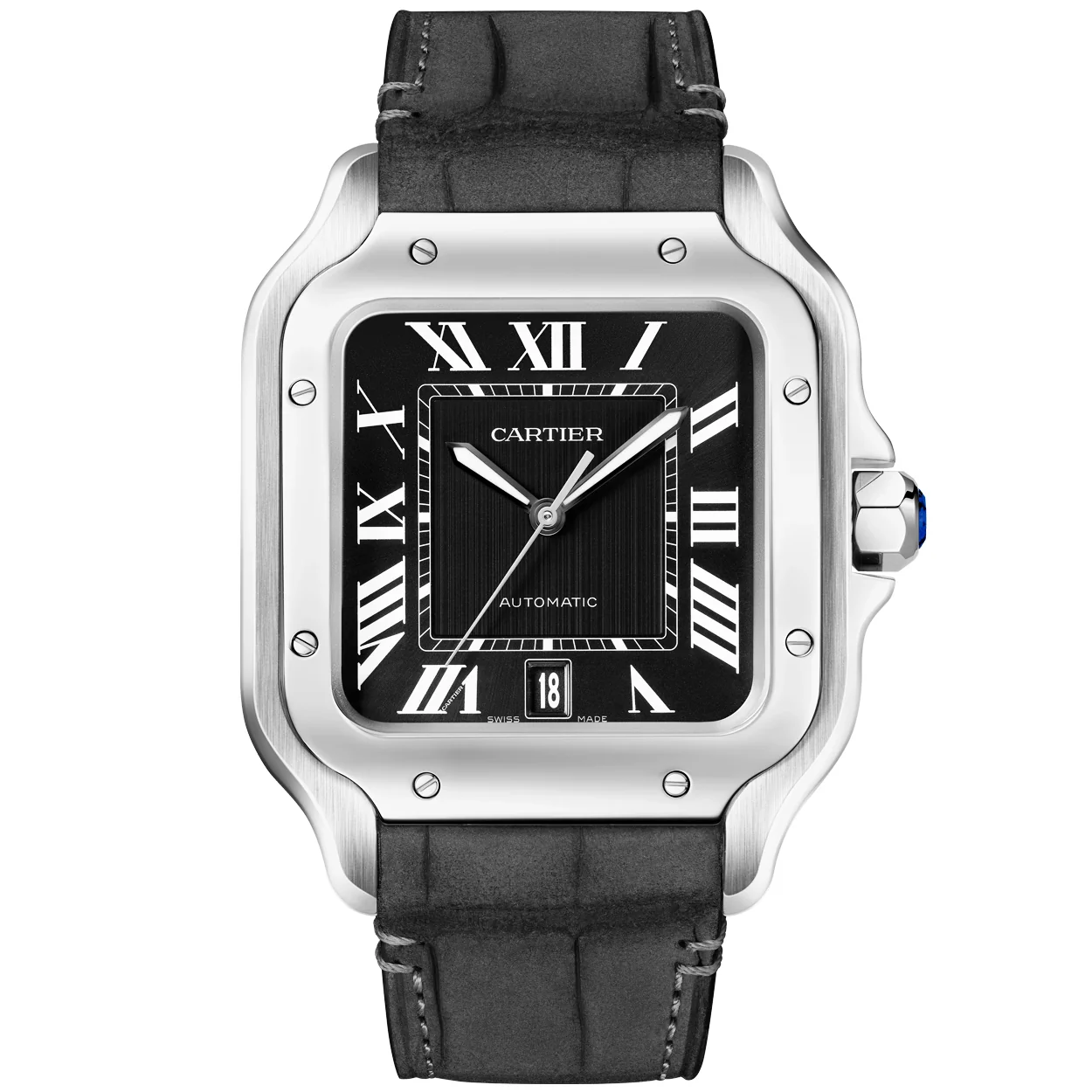 Santos de Cartier Large Black Dial Automatic Bracelet/Strap Watch - Image 3