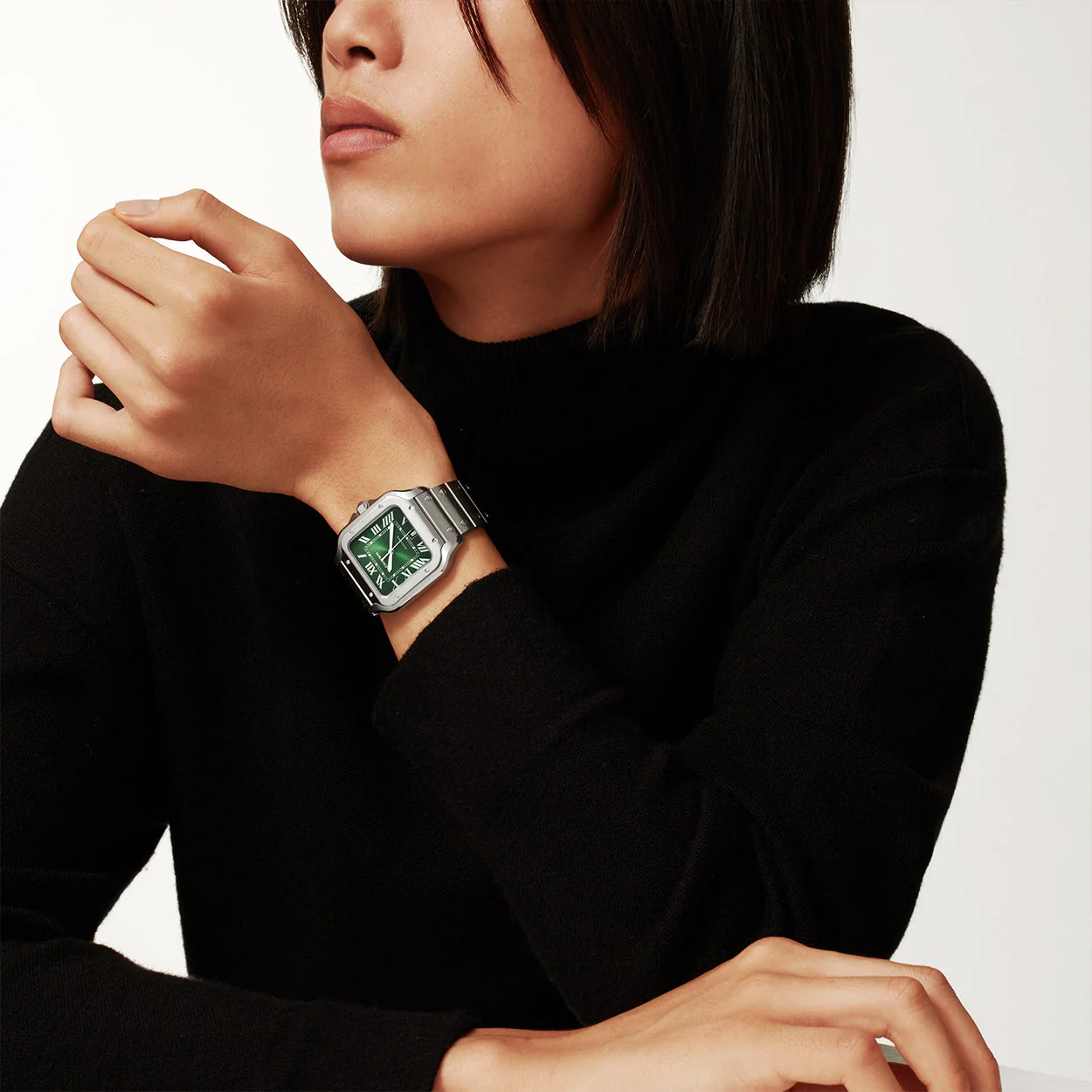 Santos de Cartier Large Smoky Green Dial Automatic Bracelet/Strap Watch - Image 2