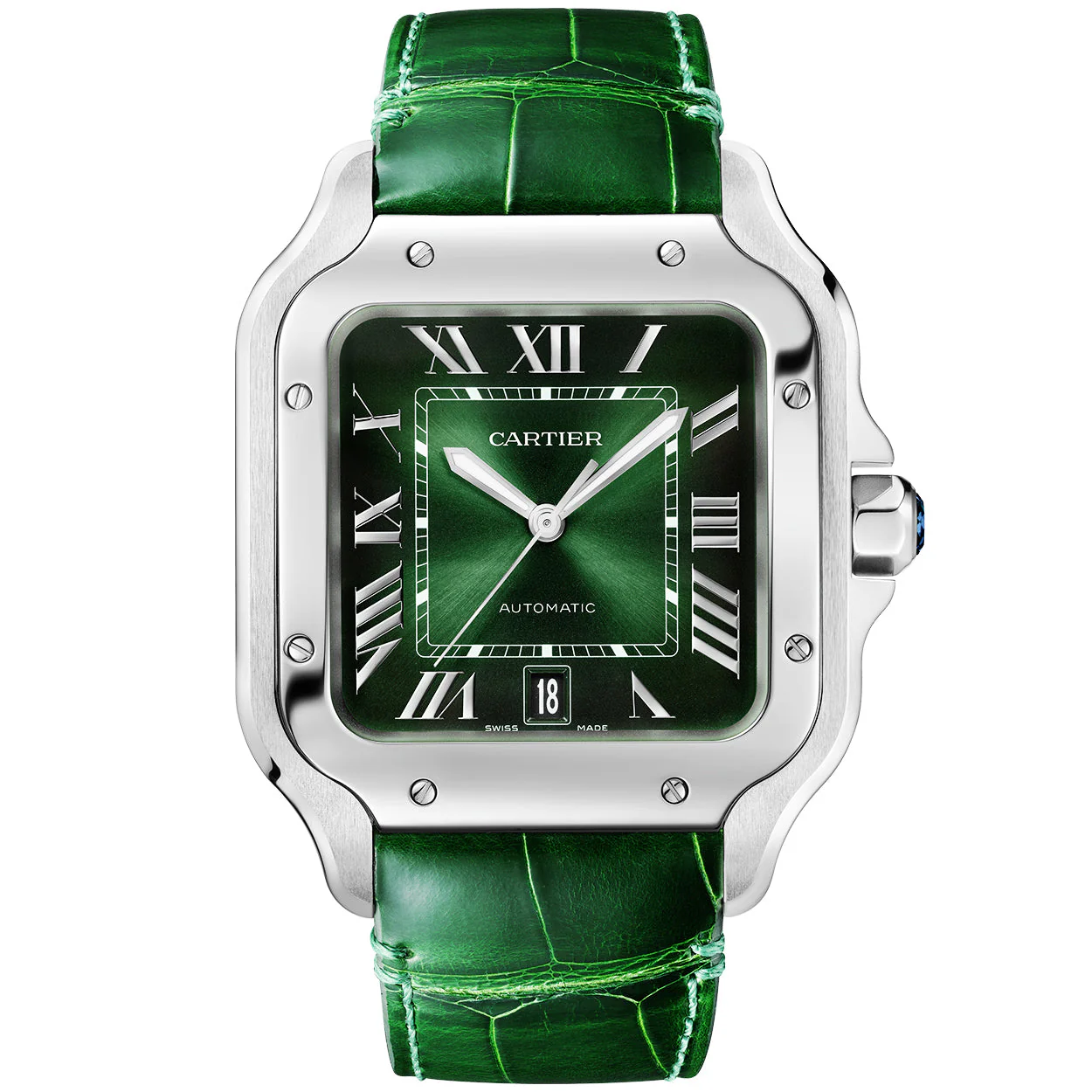 Santos de Cartier Large Smoky Green Dial Automatic Bracelet/Strap Watch - Image 4