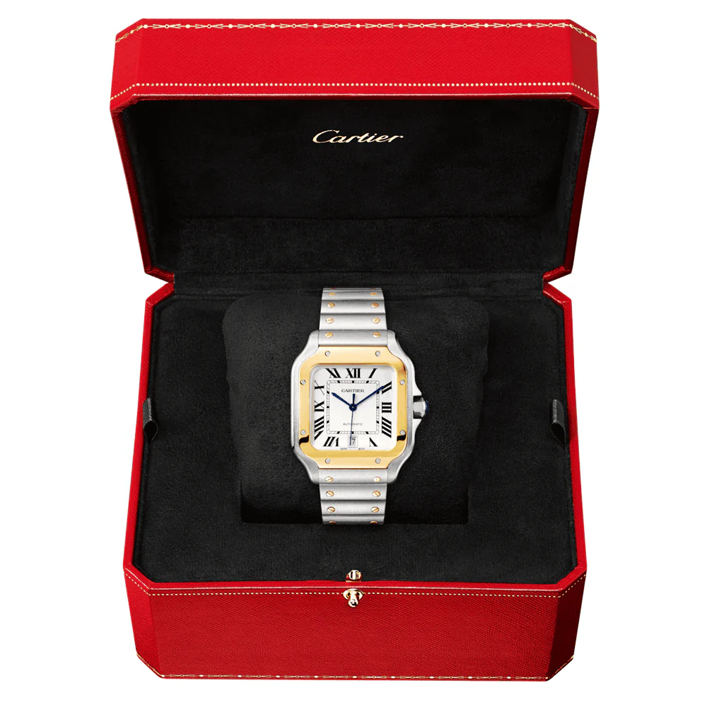 Santos de Cartier Large Steel & 18ct Yellow Gold Bracelet/Strap Watch - Image 5