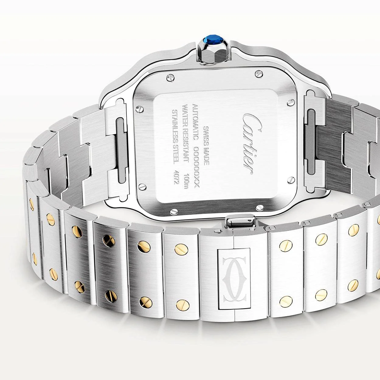 Santos de Cartier Large Steel & 18ct Yellow Gold Bracelet/Strap Watch - Image 6