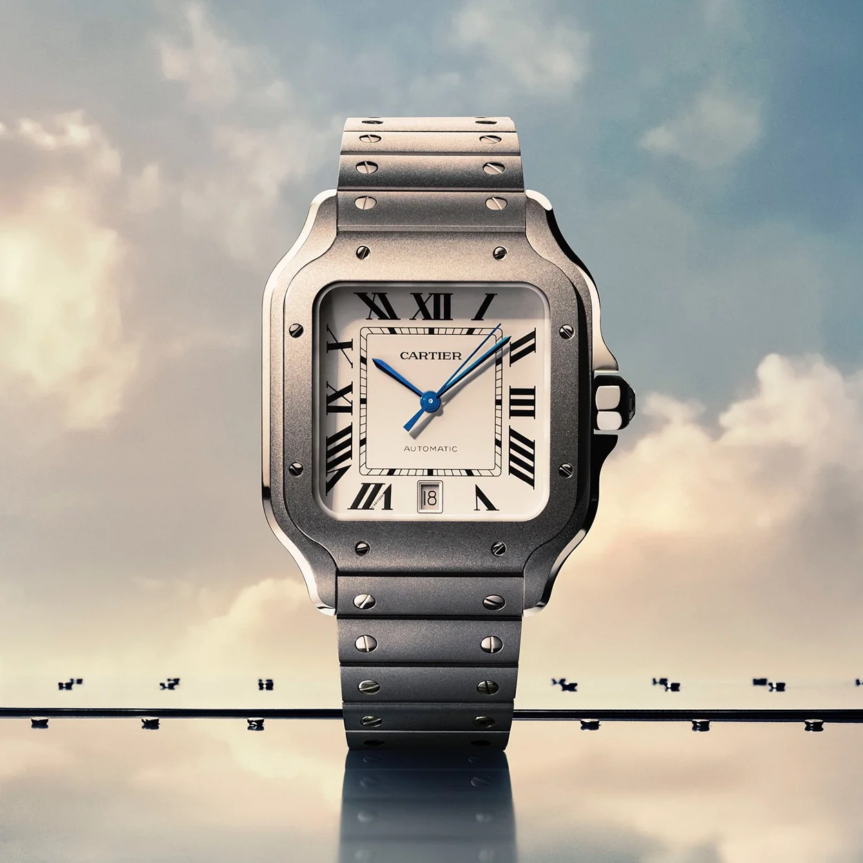 Santos de Cartier Large Titanium Automatic Bracelet/Strap Watch - Image 4