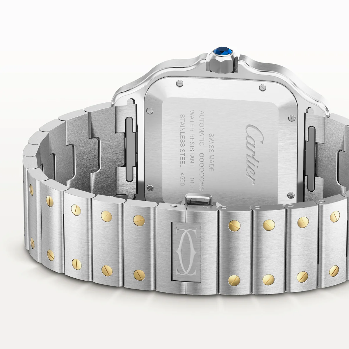 Santos de Cartier Large Two-Tone Grey Dial Bracelet/Strap Watch - Image 4