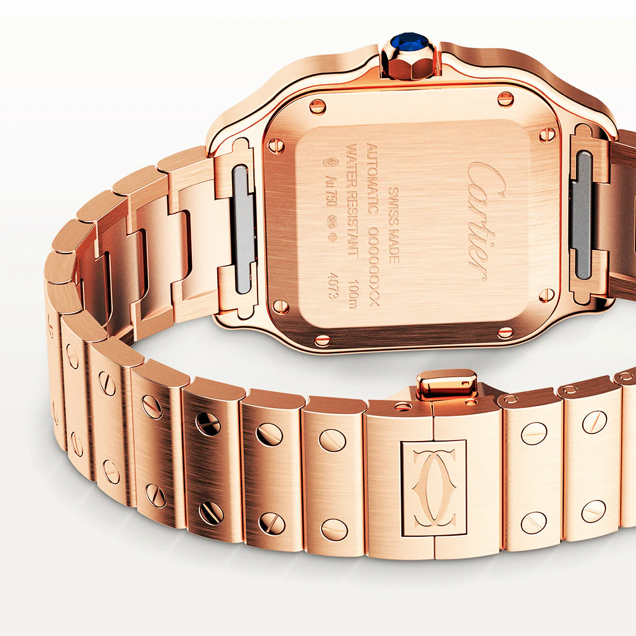 Santos de Cartier Medium Automatic 18ct Rose Gold Bracelet Watch - Image 5