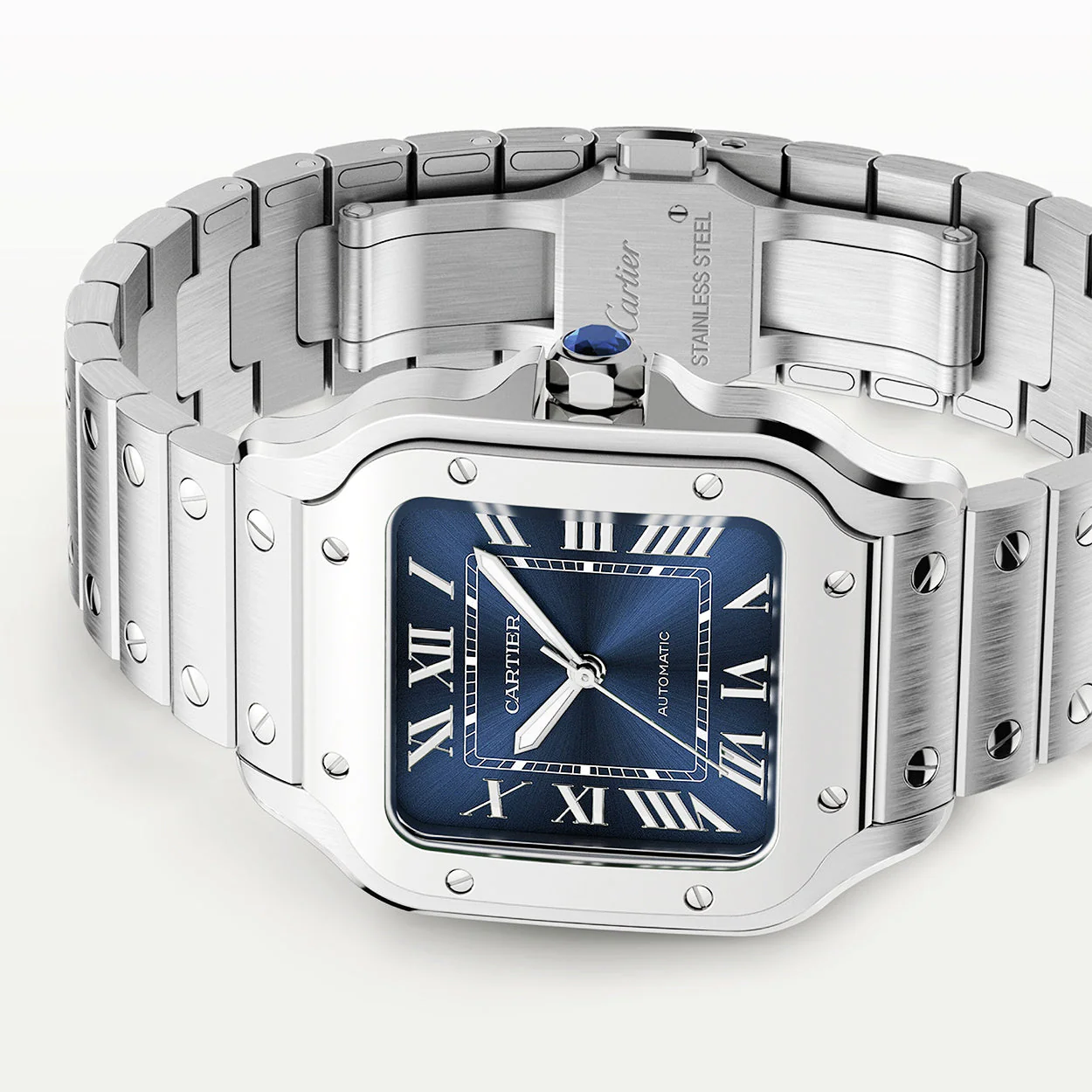 Santos de Cartier Medium Blue Dial Automatic Bracelet/Strap Watch - Image 3