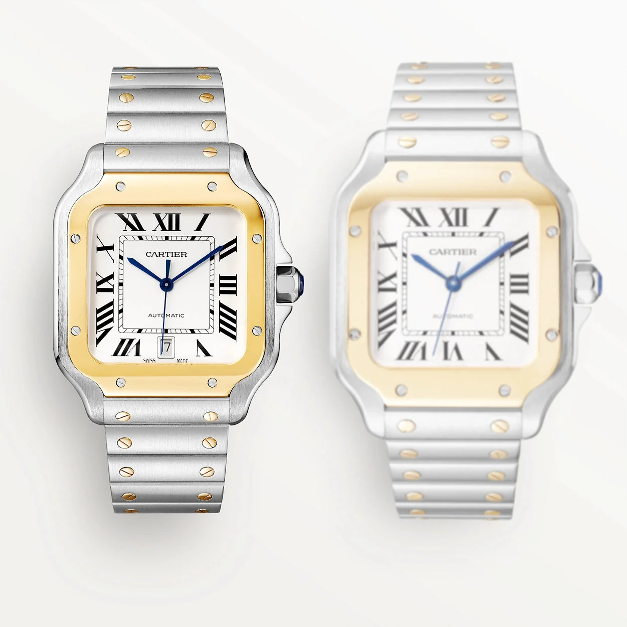 Santos de Cartier Medium Steel & 18ct Yellow Gold Bracelet/Strap Watch - Image 5