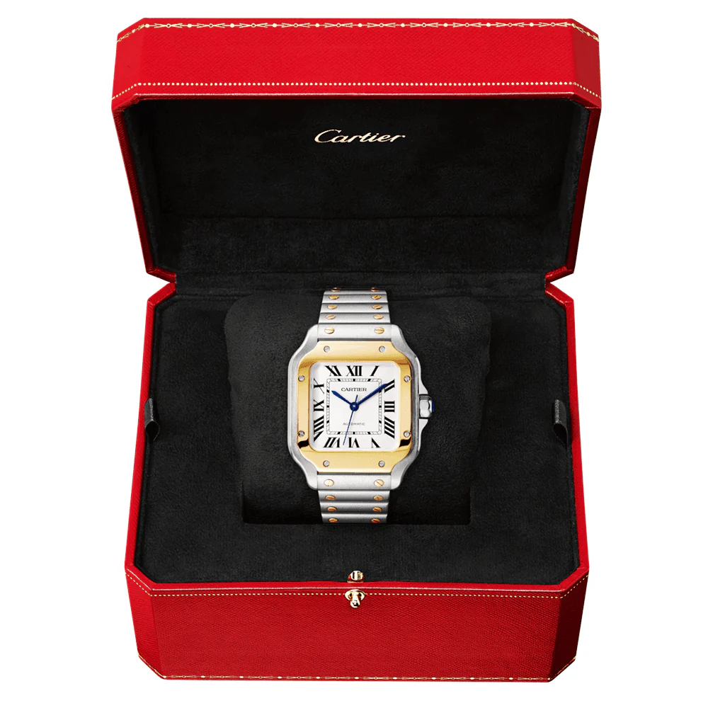 Santos de Cartier Medium Steel & 18ct Yellow Gold Bracelet/Strap Watch - Image 9
