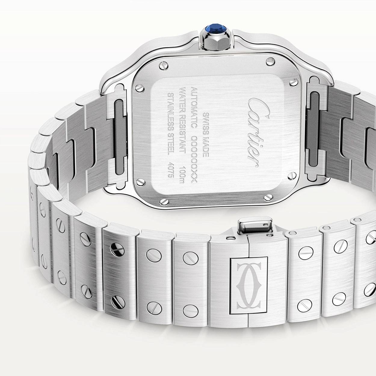 Santos de Cartier Medium Steel Diamond Set Bezel Bracelet/Strap Watch - Image 5