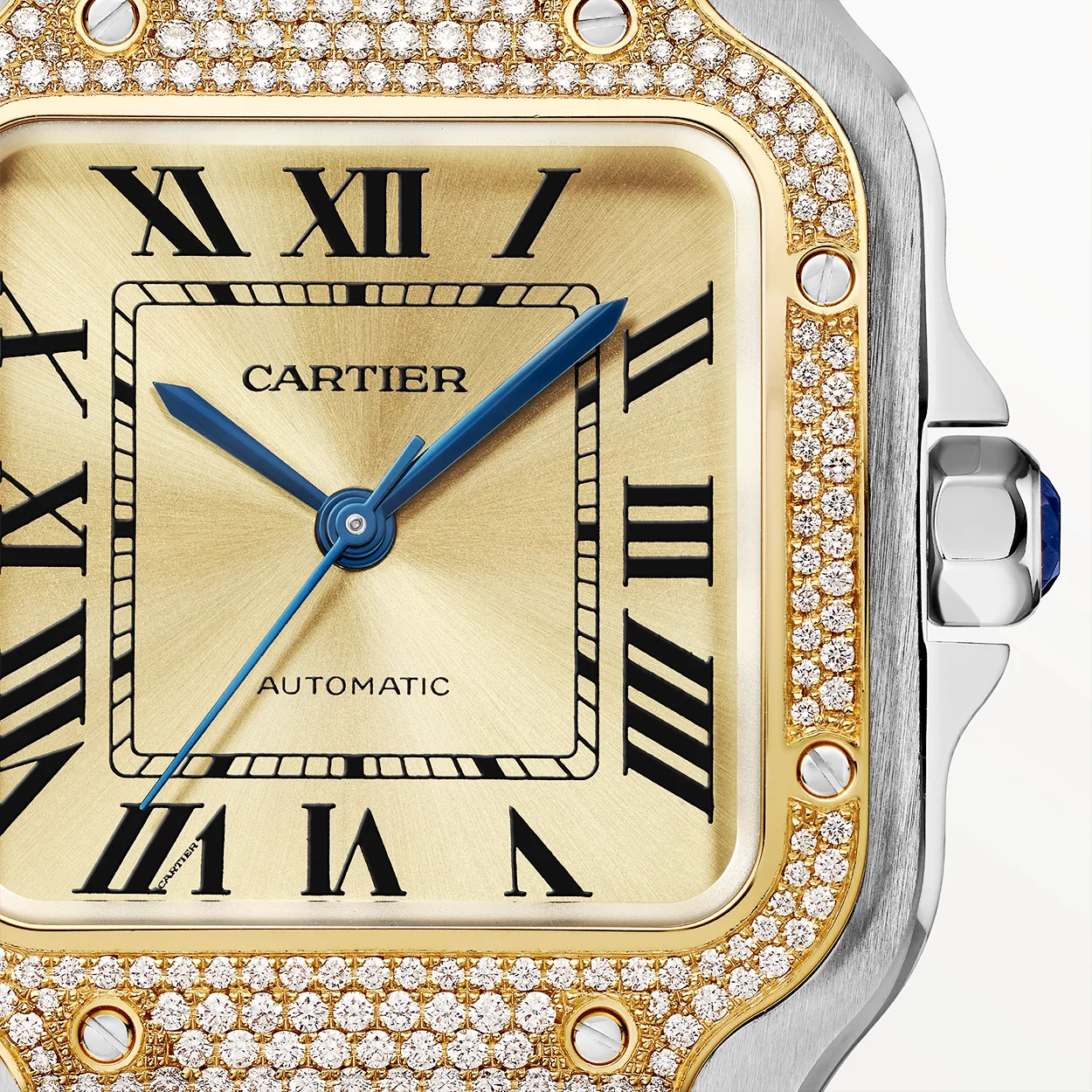 Santos de Cartier Medium Two-Tone Diamond Set Bezel Watch - Image 4