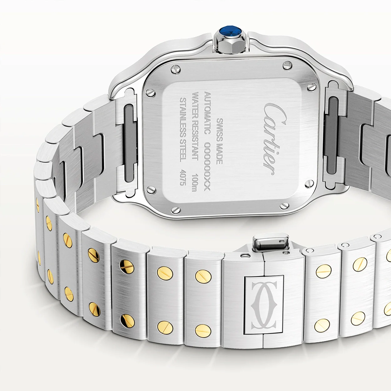 Santos de Cartier Medium Two-Tone Diamond Set Bezel Watch - Image 6