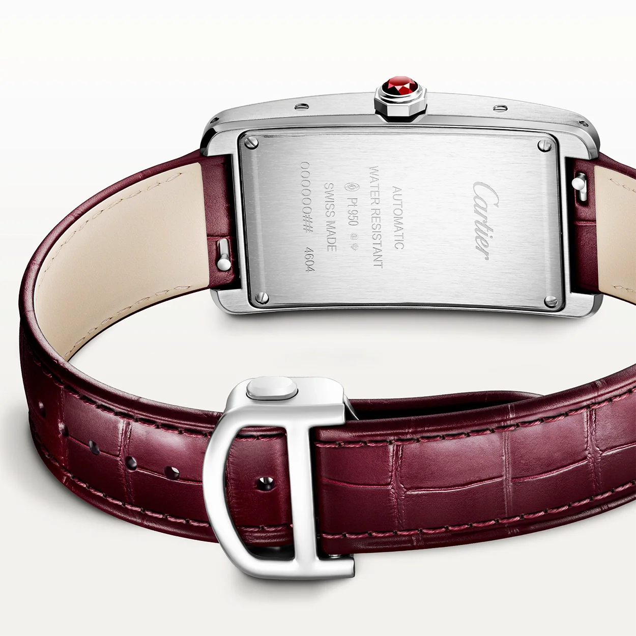 Tank Américaine Large Platinum Mens Automatic Strap Watch - Image 3