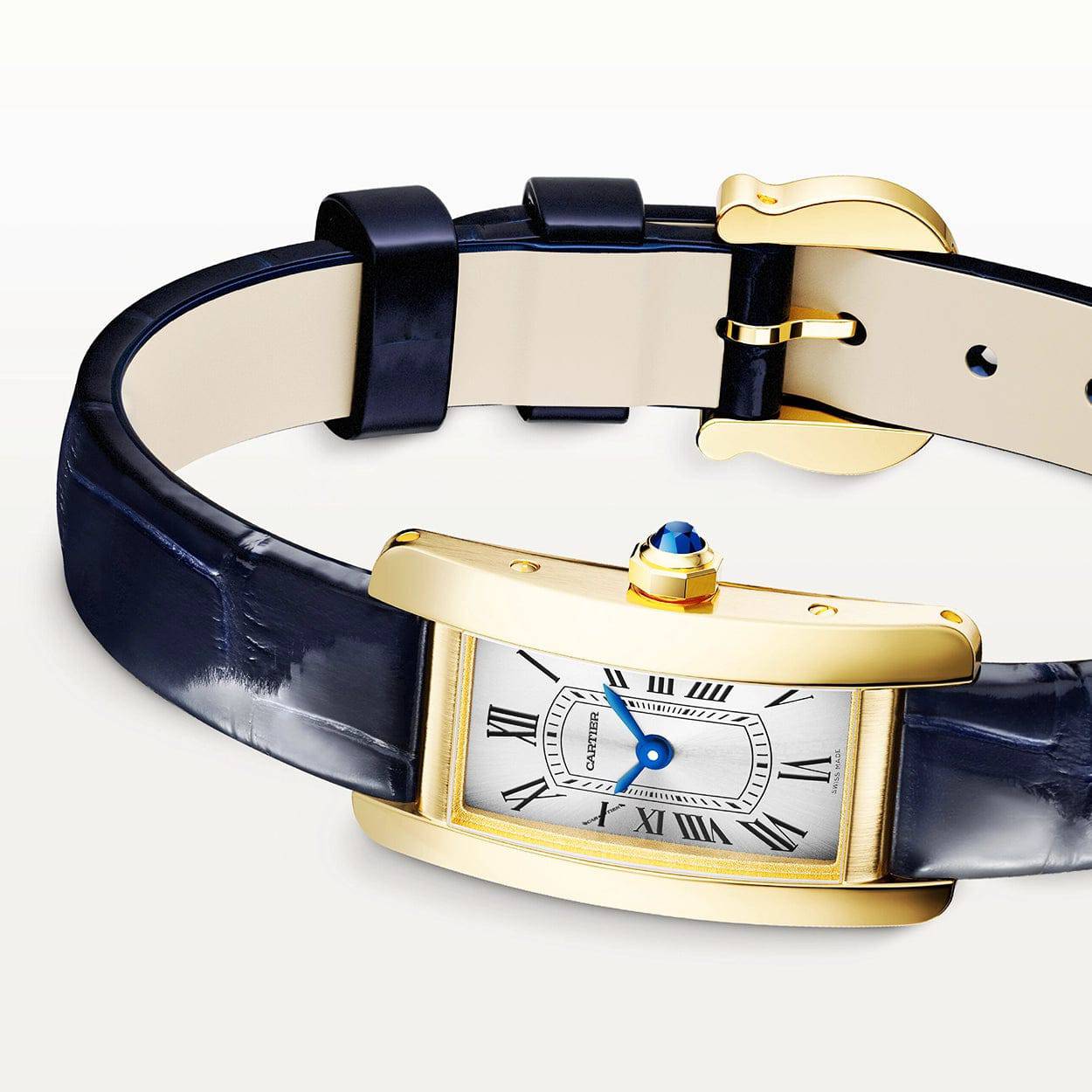Tank Américaine Mini 18ct Yellow Gold Ladies Strap Watch - Image 3