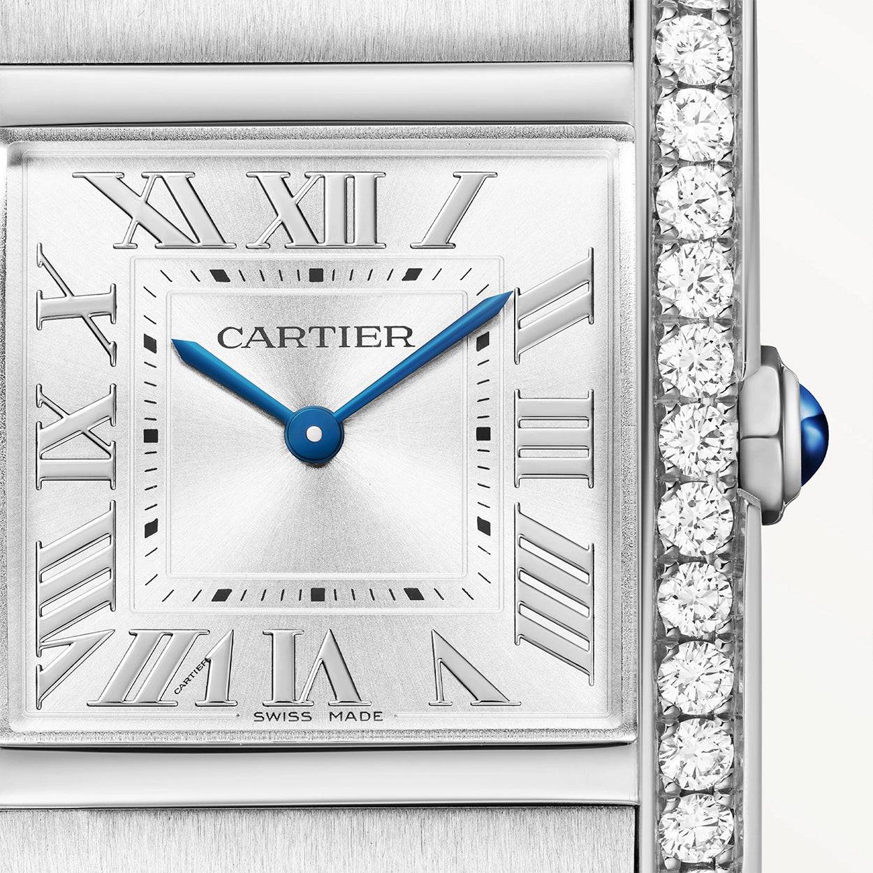 Tank Française Medium Diamond Set Steel Bracelet Watch - Image 5