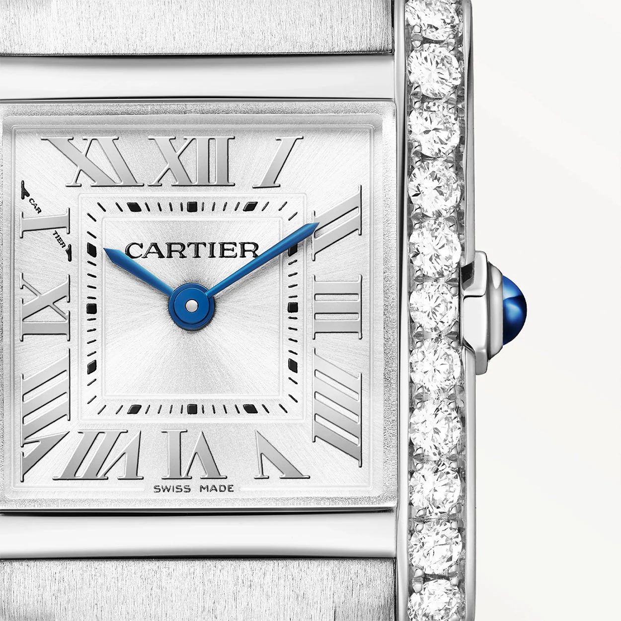 Tank Française Small Diamond Set Steel Ladies Bracelet Watch - Image 3