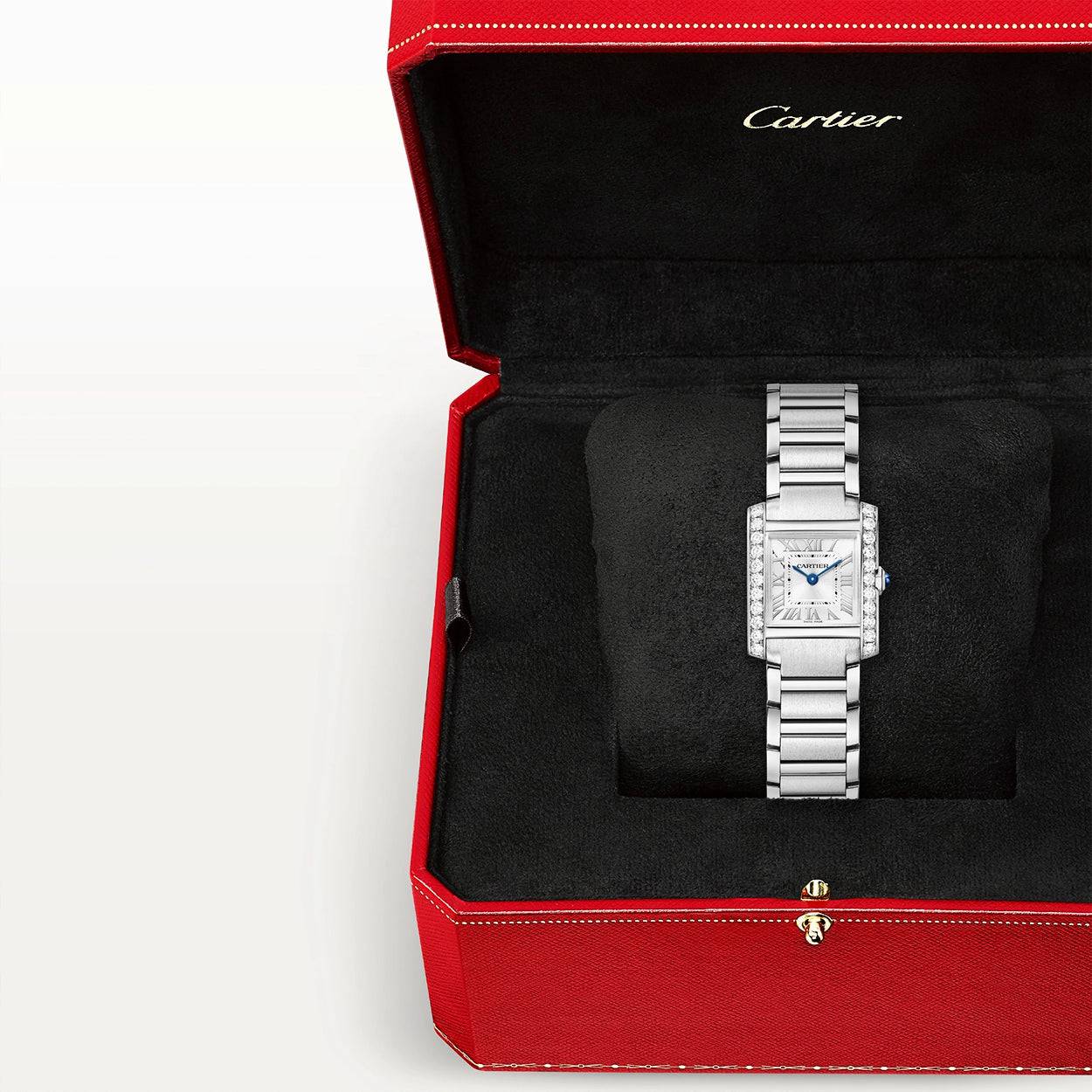 Tank Française Small Diamond Set Steel Ladies Bracelet Watch - Image 6