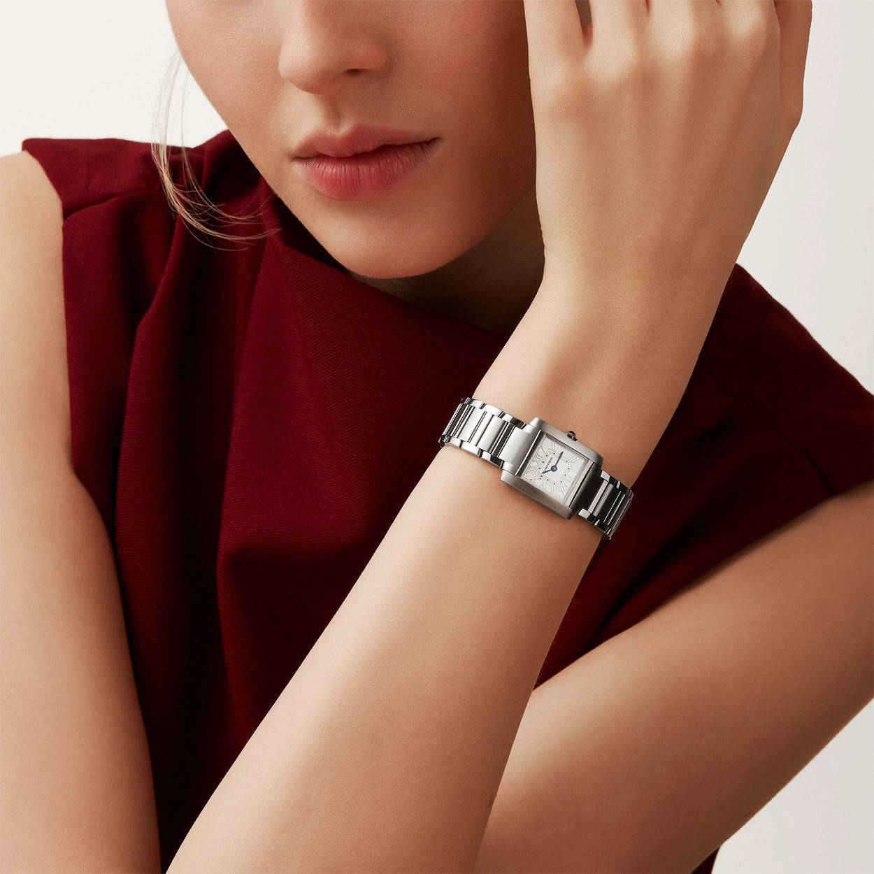Tank Française Small Steel Ladies Bracelet Watch - Image 2
