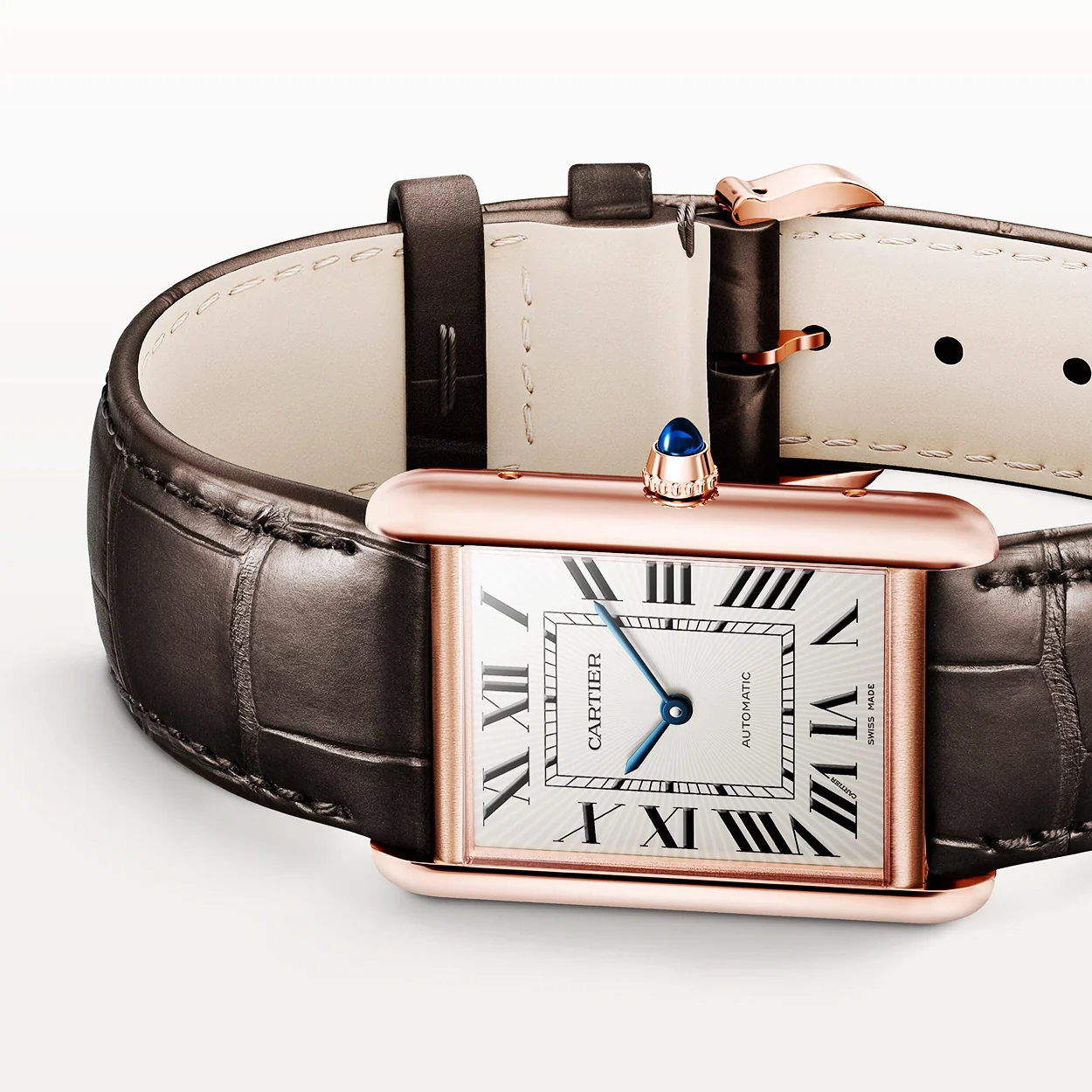 Tank Louis Cartier 18ct Rose Gold Silver Dial Automatic Watch - Image 2