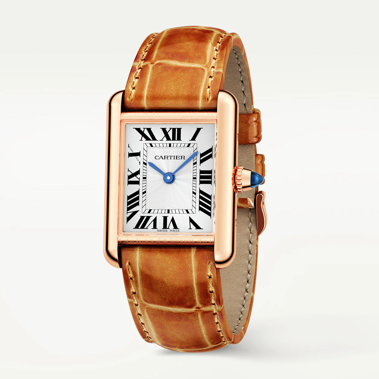 Tank Louis Cartier 18ct Rose Gold Small Model Leather Strap Watch - Image 3