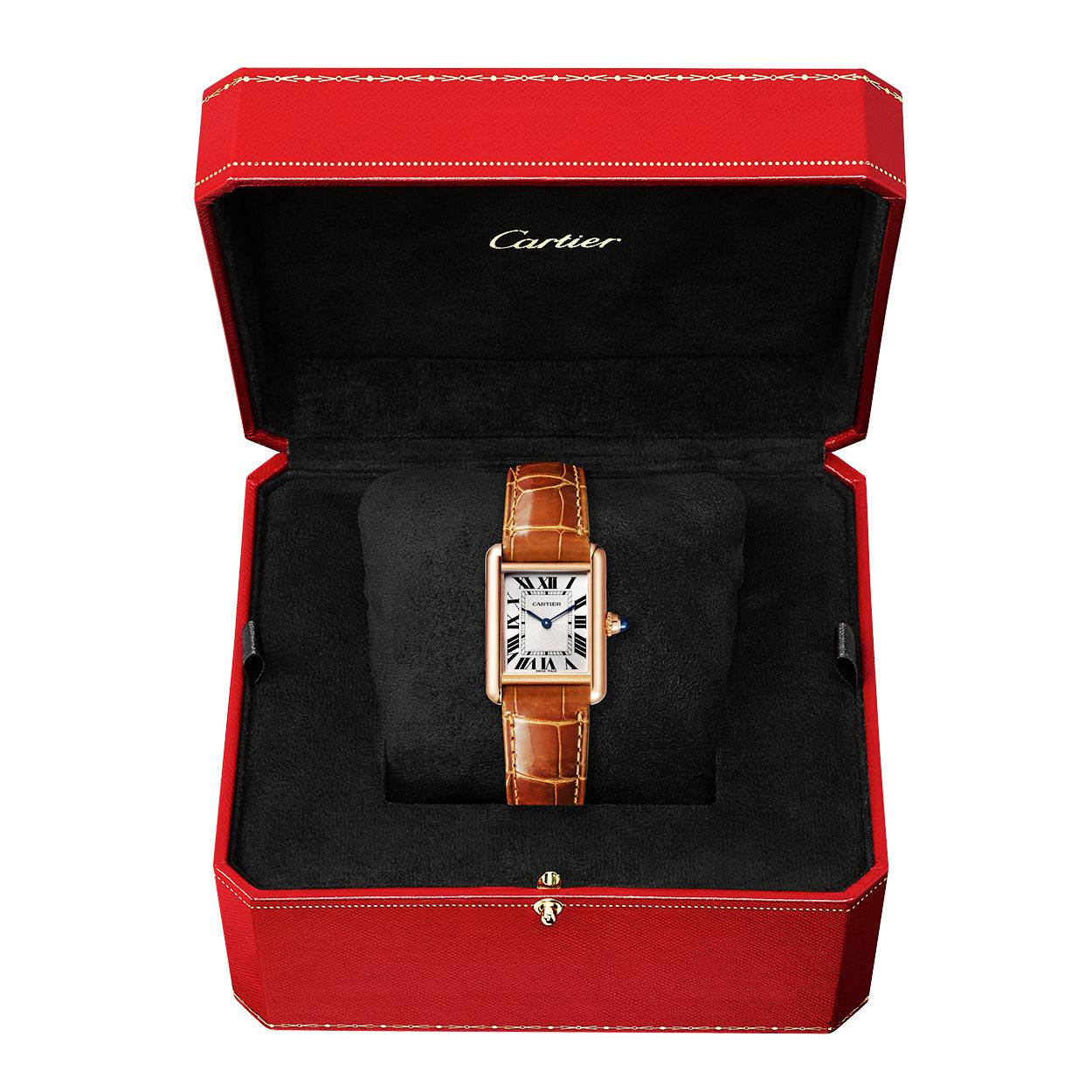 Tank Louis Cartier 18ct Rose Gold Small Model Leather Strap Watch - Image 6