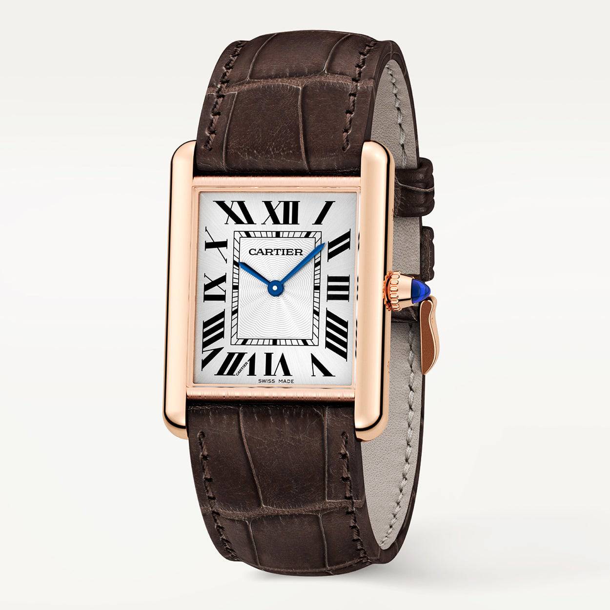 Tank Louis Cartier 18ct Rose Gold Large Model Leather Strap Watch - Image 4