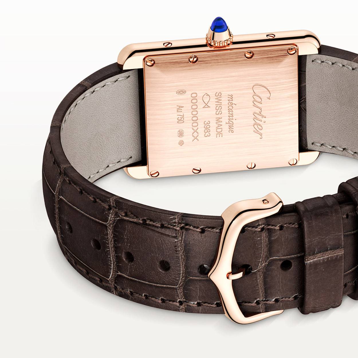 Tank Louis Cartier 18ct Rose Gold Large Model Leather Strap Watch - Image 5