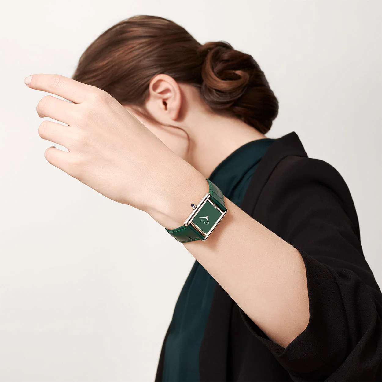 Tank Must-Horloge Green Dial & Leather Strap Watch - Image 2