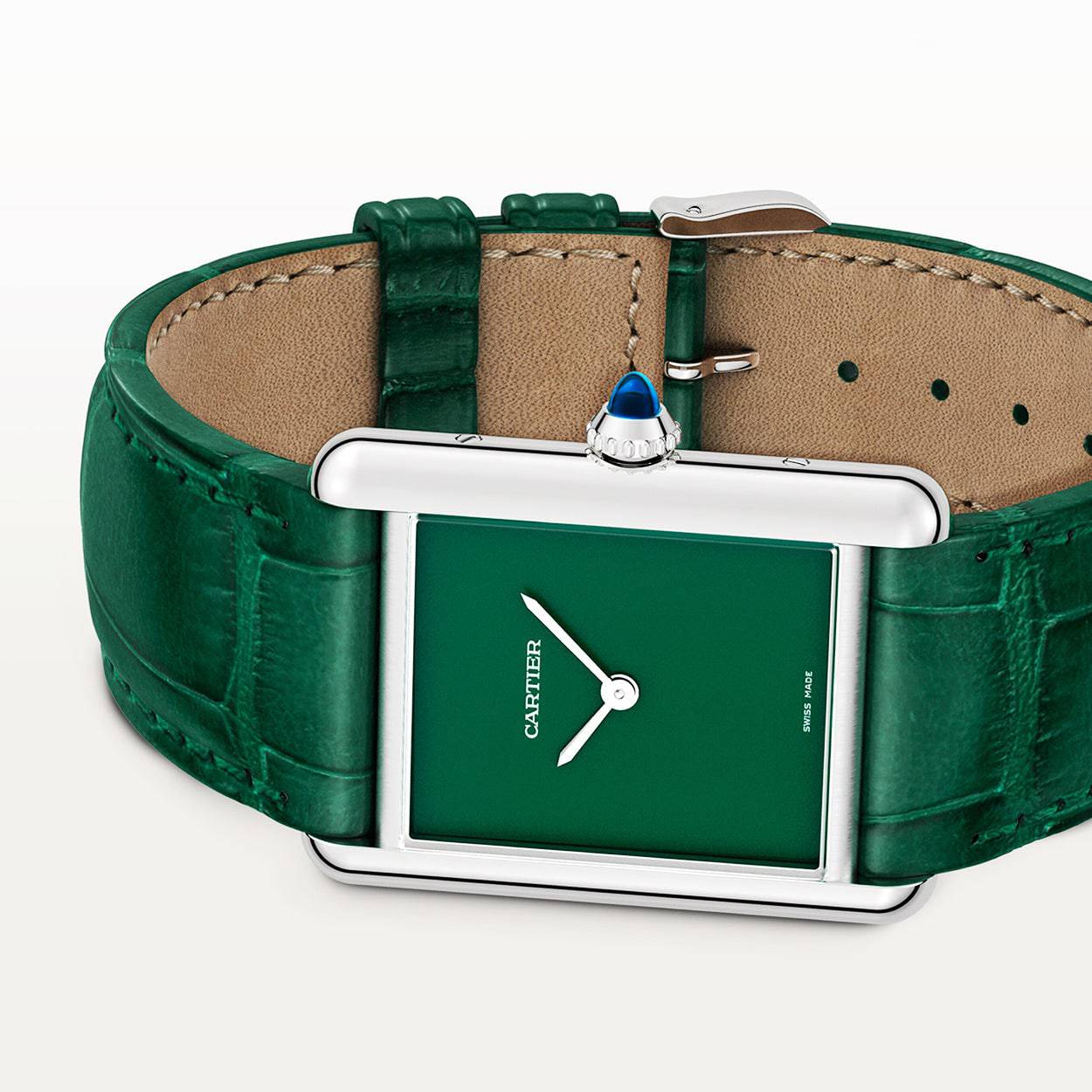 Tank Must-Horloge Green Dial & Leather Strap Watch - Image 4
