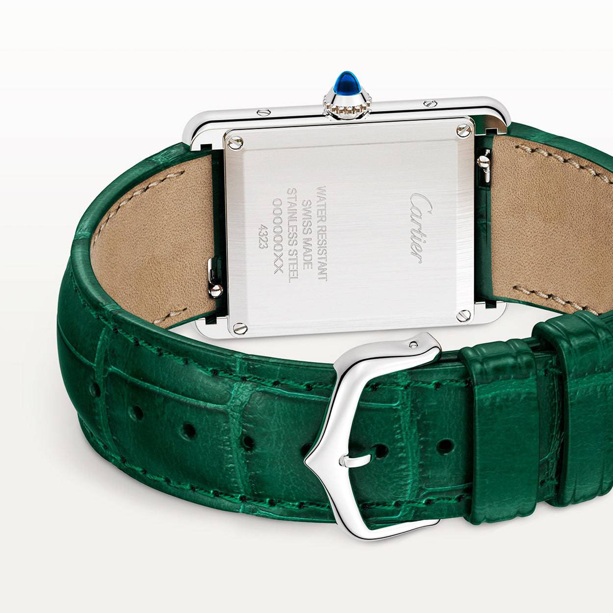 Tank Must-Horloge Green Dial & Leather Strap Watch - Image 5