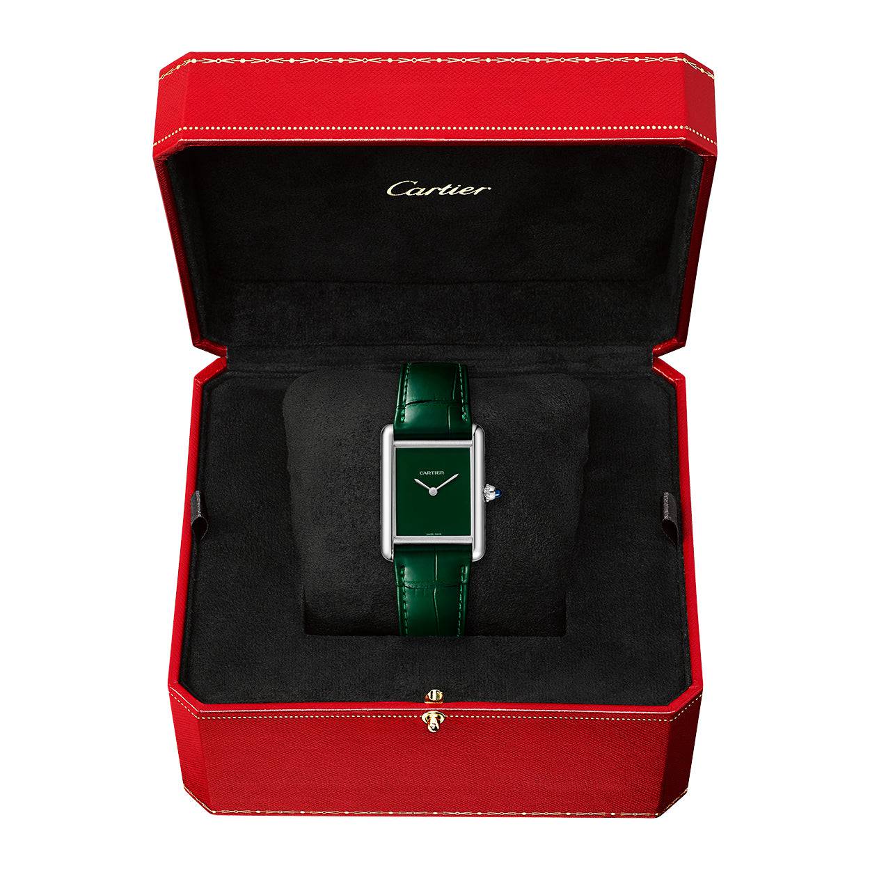 Tank Must-Horloge Green Dial & Leather Strap Watch - Image 6
