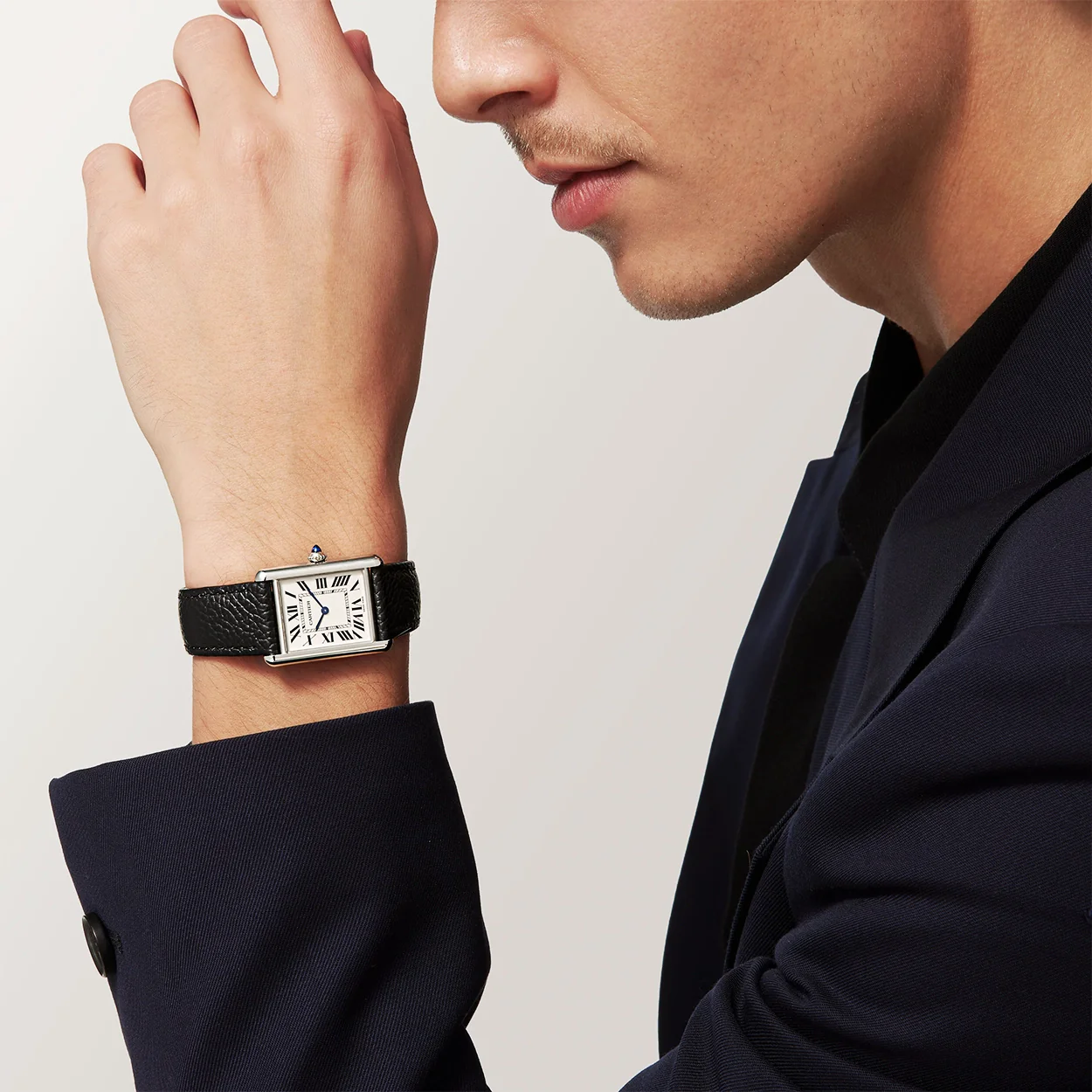 Tank Must SolarBeat™ Steel Large Leather Strap Watch - Image 3