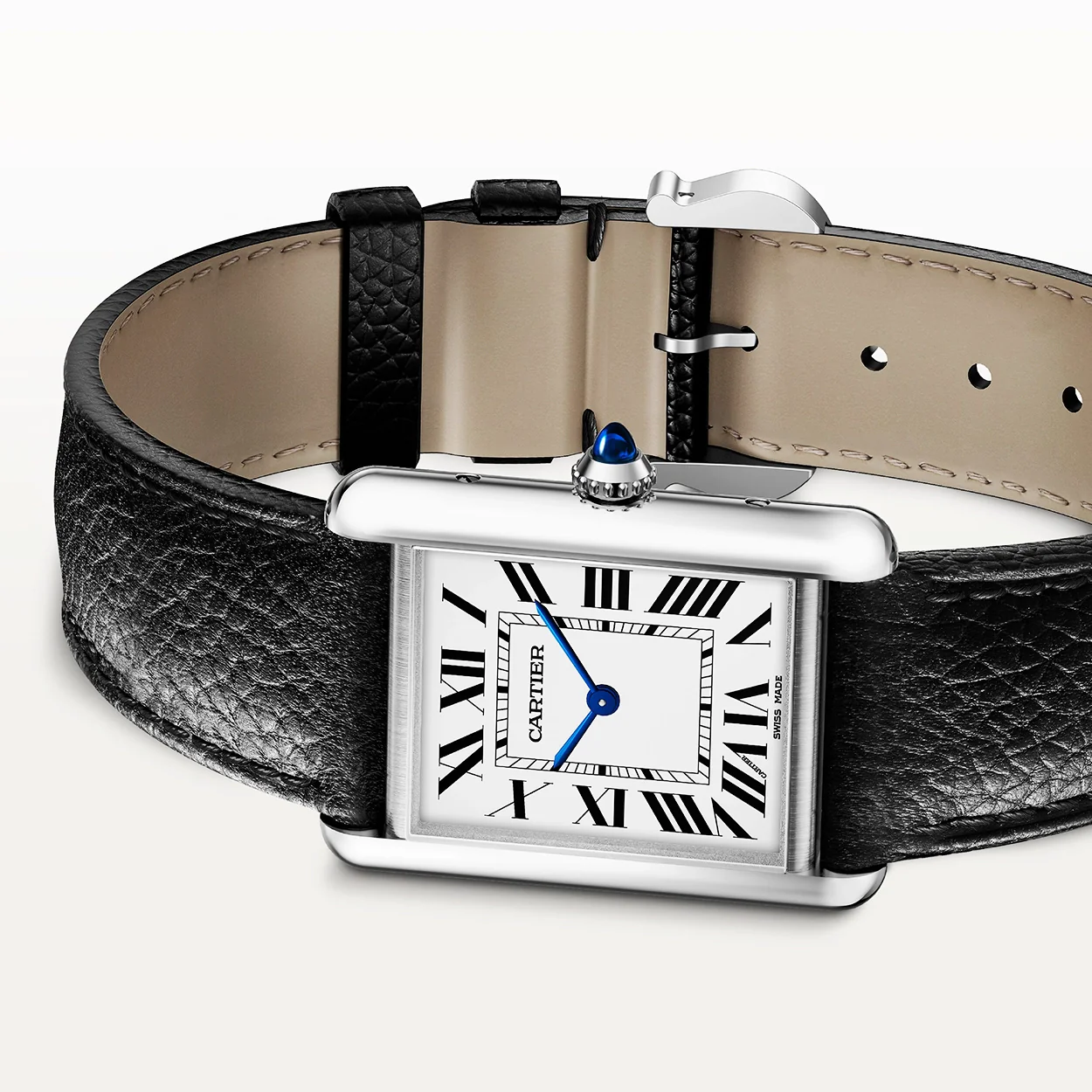 Tank Must SolarBeat™ Steel Large Leather Strap Watch - Image 4