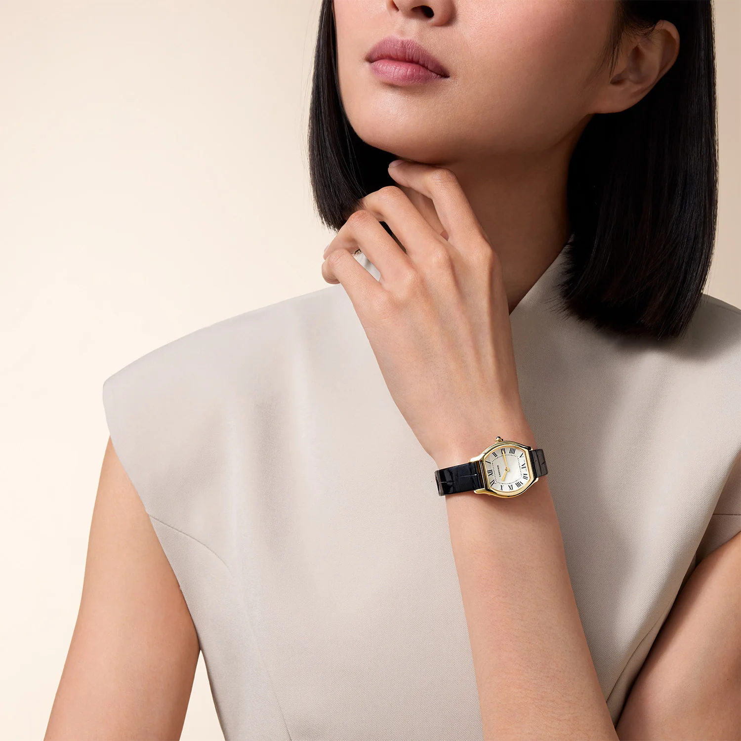 Tortue Small Yellow Gold Leather Strap Watch - Image 8