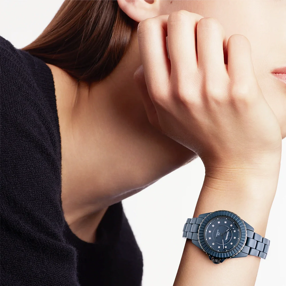 J12 BLEU 33mm Ceramic Diamond Dial Ladies Bracelet Watch - Image 2