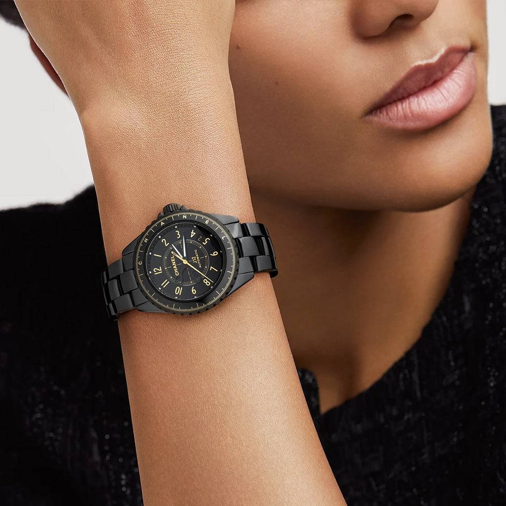 J12 COUTURE 38mm Black/Gold Dial Ceramic Bracelet Watch - Image 2