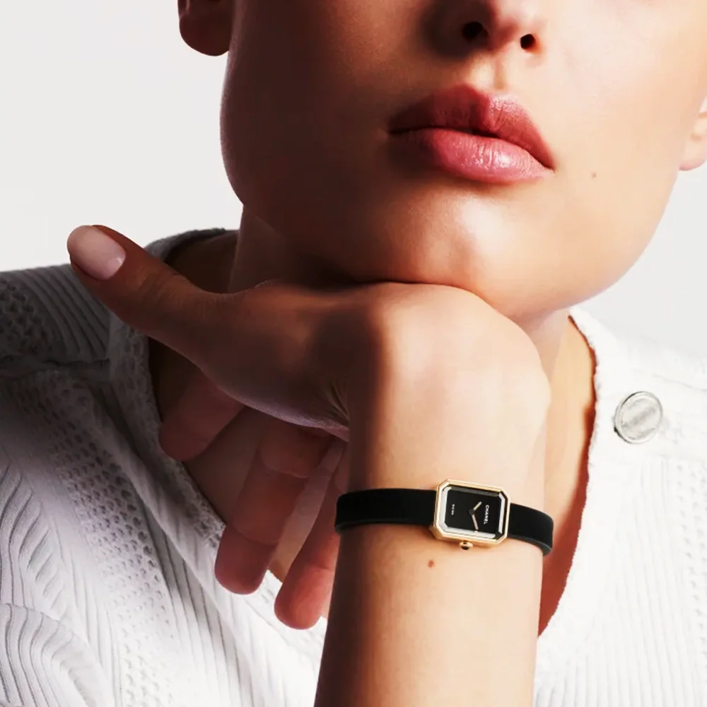 PREMIERE Ribbon 18ct Yellow Gold Black Dial Ladies Watch - Image 2