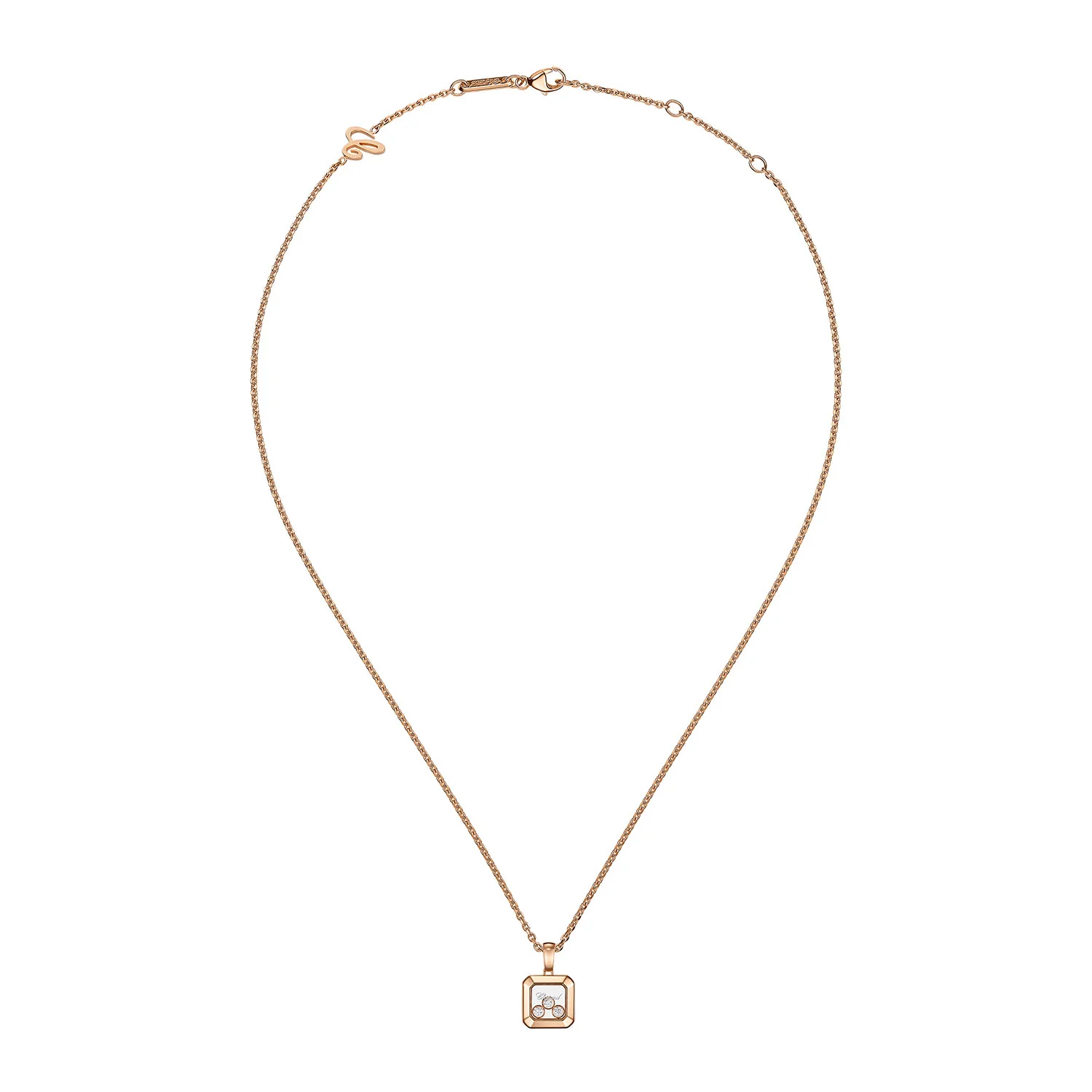 18ct Rose Gold Happy Diamonds Icons Pendant With Three Moving Diamonds - Image 3