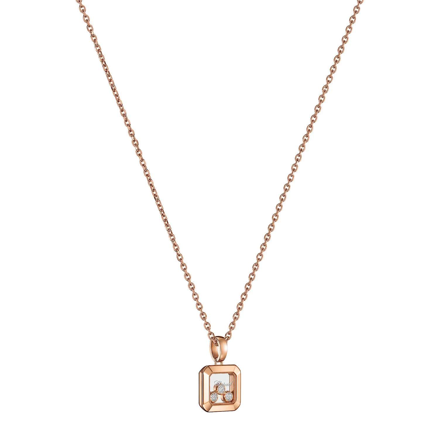 18ct Rose Gold Happy Diamonds Icons Pendant With Three Moving Diamonds - Image 4
